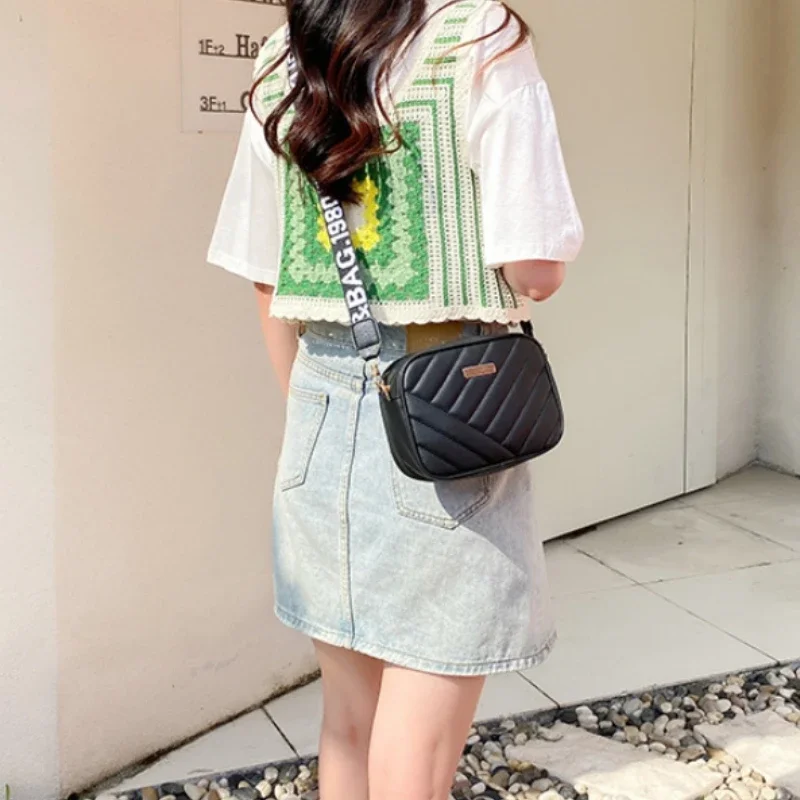 1/2/4PCS Fashion Travel Camera Bag Rolled Camera Bag PU Leather Lattice Crossbody Bag Shoulder Cell Phone Bag