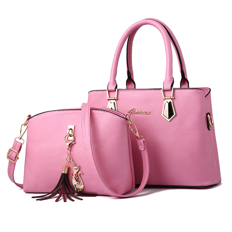 2Pcs PU Leather Handbag Set, Tassel Decor Satchel Purse, Fashion Crossbody Bag For Women
