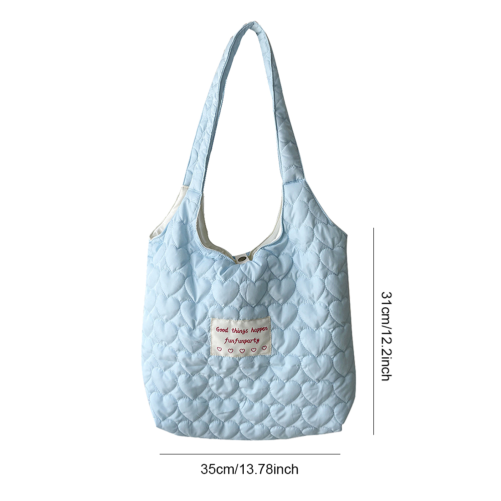 Women Love Quilted Shoulder Bag Soft Padding Tote Bag Large Capacity Lightweight Candy Color portable Shopping Handbag for Women