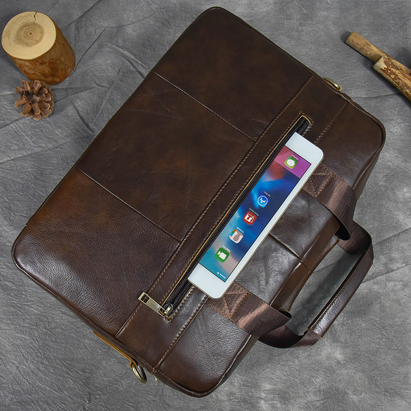 Leather Briefcase Bag For Men - Genuine Cowhide 15.6 Inch Laptop Computer Messenger Handbag New Free Delivery Designer Bag