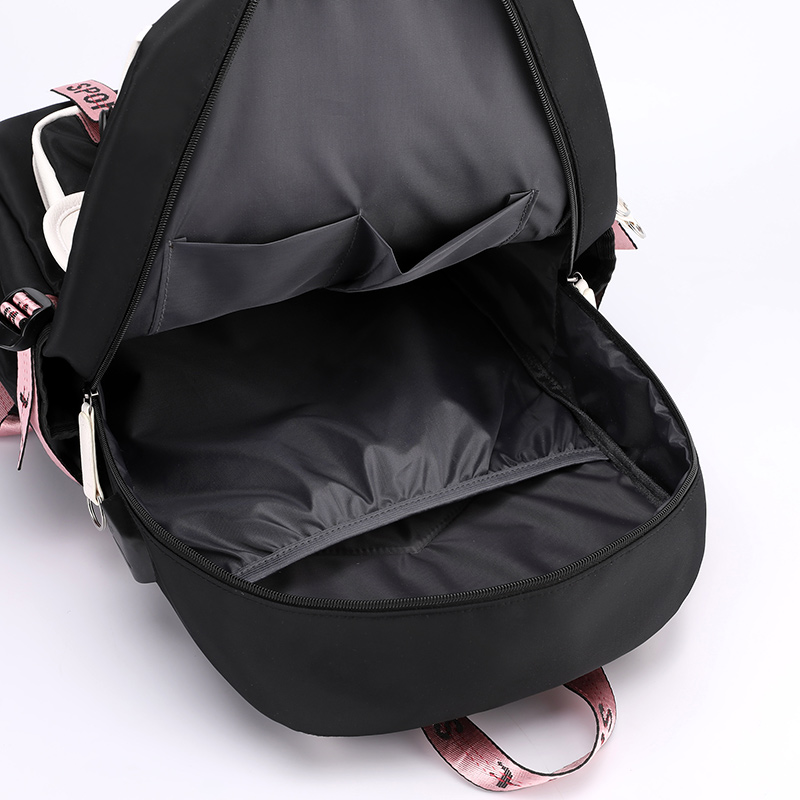 Fengdong kids school backpack for girls korean style black pink cute backpack schoolbag kawaii backpacks for teenage girls gift