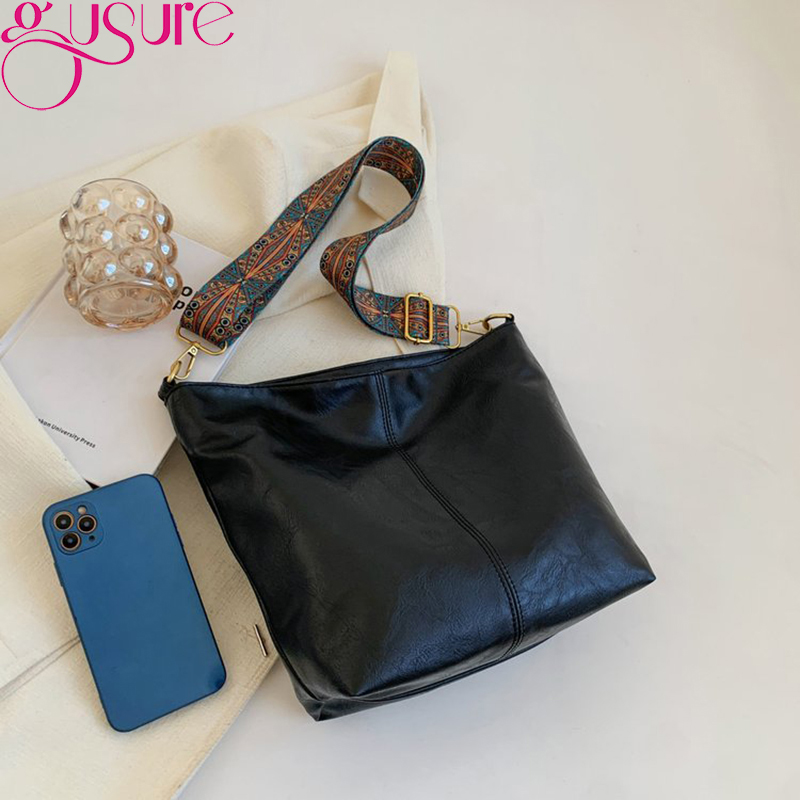 Gusure Fashion Underarm Shoulder Bags For Women Luxury Designer Shopper Tote Travel Crossbody Bag PU Leather Handbags Purse