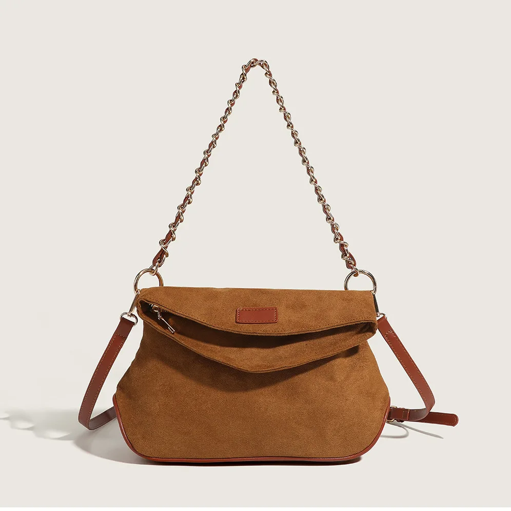 Brand Designer Chain Suede Women's Shoulder Bag Fashion Versatile Crossbody Bag Small Wing Handbag 2023 Trend