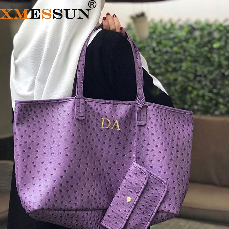 Designer Ostrich Pattern Shoulder Bags For Women 2023 New Trendy Shopping Bag High Capacity Handbags Travel Luxury Hand Bag