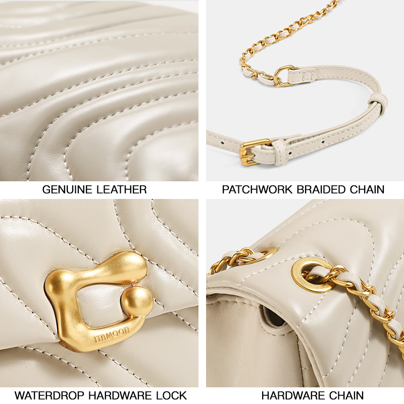 ITAMOOD Genuine Leather Embroidered Chain Bag, Exquisite and Fashionable Crossbody Bag, Daily Commuting Shoulder Bag