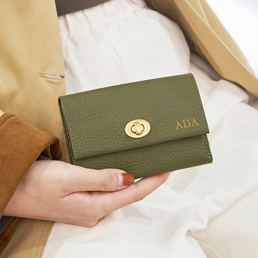 Genuine Leather Women Card Holder Custom Letters Luxury Business Card Case Bag 2023 Personalize Name Hasp Lady Mini Purse Wallet