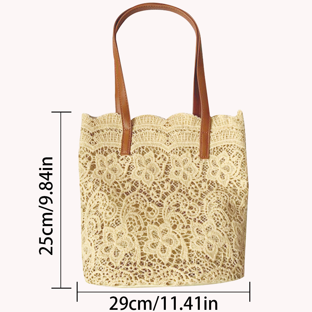 Elegant Shoulder Bag for Women Fashion Mori Lace Messenger Bag Casual Large Capacity Underarm Bag Solid Color Top-handle Handbag