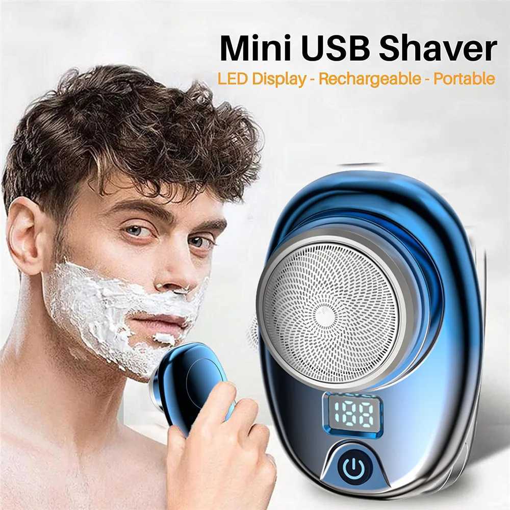Mini Electric Travel Shaver for Men Pocket Size Washable Rechargeable Portable Cordless Trimming Blade Beard Shaver W240802678i