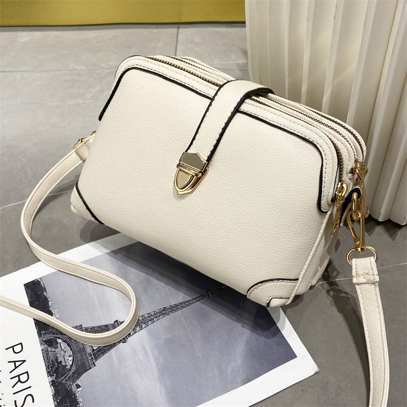 Luxury Designer Solid Color Women's Small Handbag Fashion Shoulder Crossbody Bag Ladies pu Leather 3 Layer Shell Satchel Bags