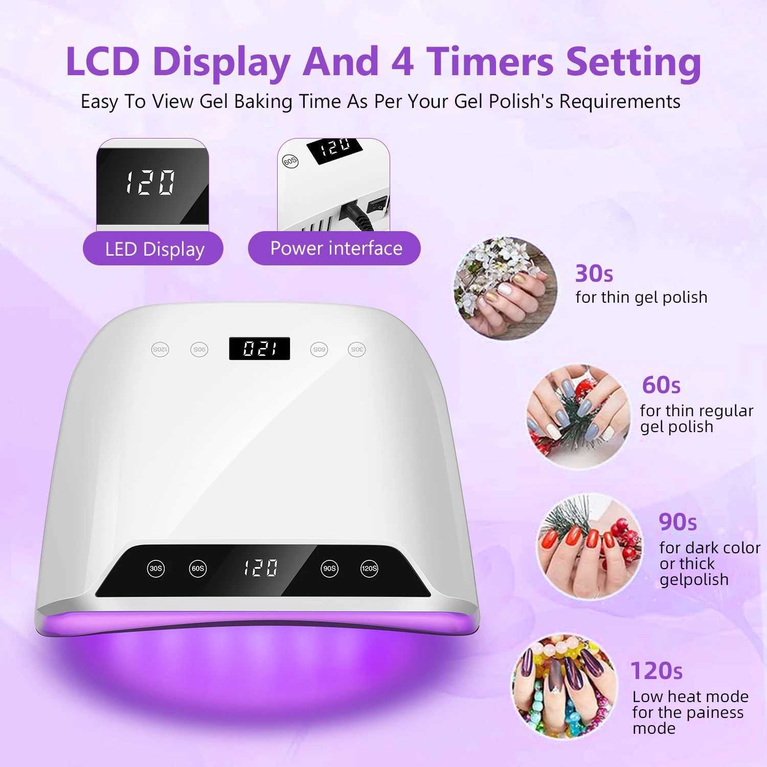 320W Big Space UV LED Nail Lamp For Manicure Drying Gel Nail Polish 72 LED Nail Dryer With Two LCD Screens Nail Salon ToolsCL2400806