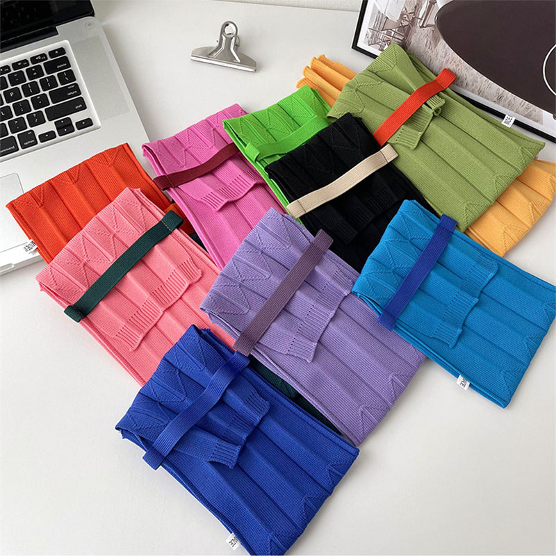 Organ Pleated Mini Messenger Shoulder Bags Fashion Knitting Small Crossbody Bags Ladies Foldable Long Straps Mobile Phone Purse