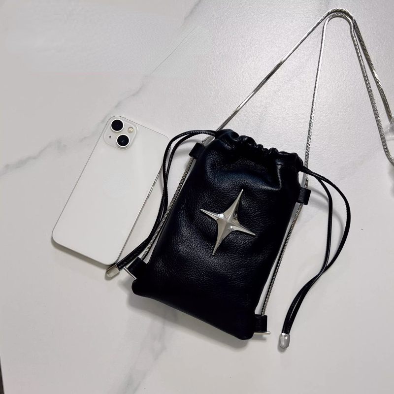 2024 Fashion Trendy Star Drawstring Shoulder Bags Women Streetwear Mini Cell Phone Bag Y2k All Match Korean Handbags Crossbody