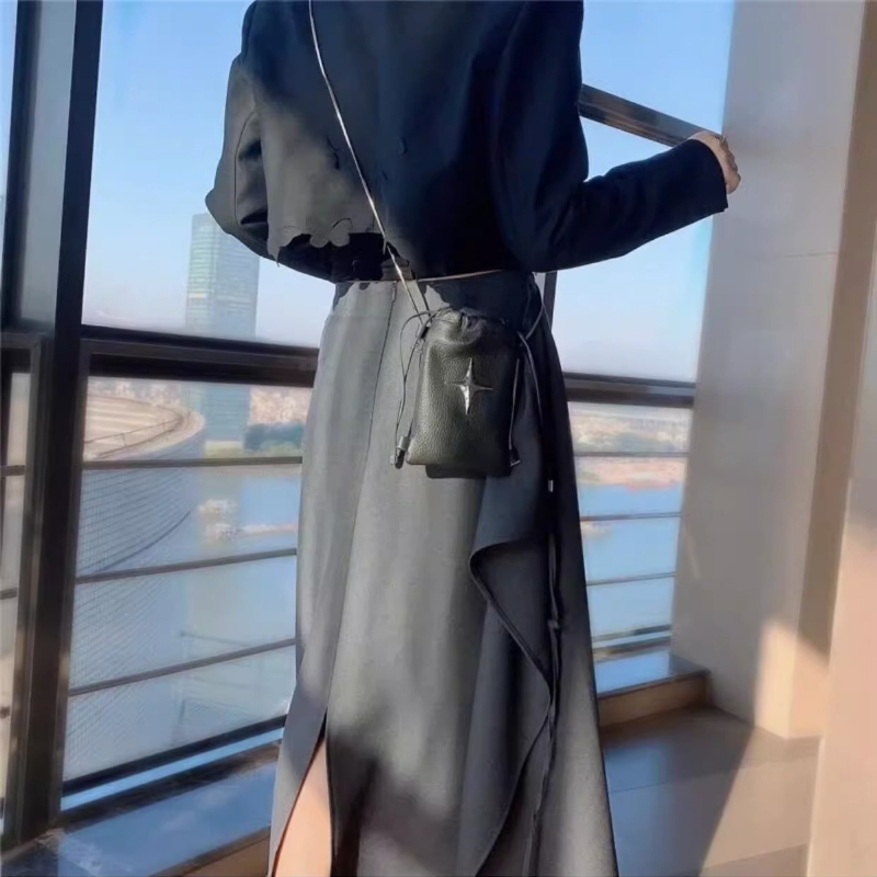 2024 Fashion Trendy Star Drawstring Shoulder Bags Women Streetwear Mini Cell Phone Bag Y2k All Match Korean Handbags Crossbody