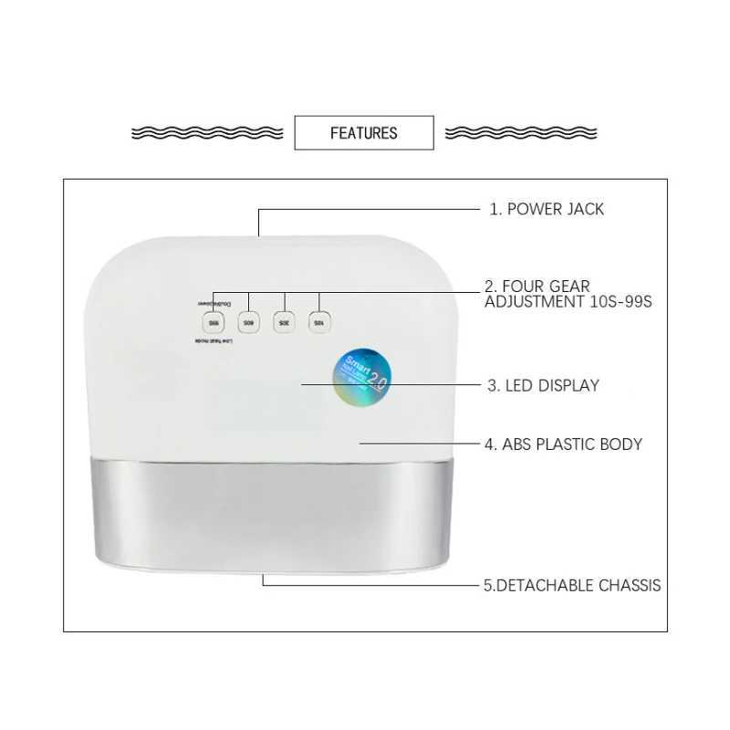 SUNUV SUN3 Nail Dryer Smart 2.0 48W UV LED Lamp Nail with Smart Timer Memory Invisible Digital Timer Display Nail Drying MachineCL2400806