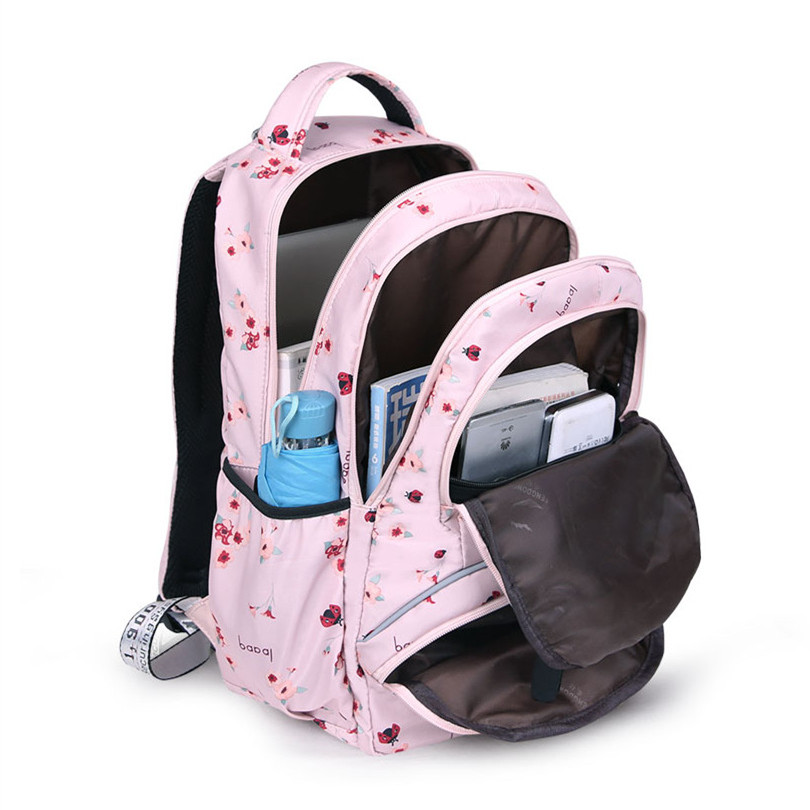 Fengdong Cherry blossoms school backpack for women black pink floral book bag fashion school bags for girls cute flower bookbag