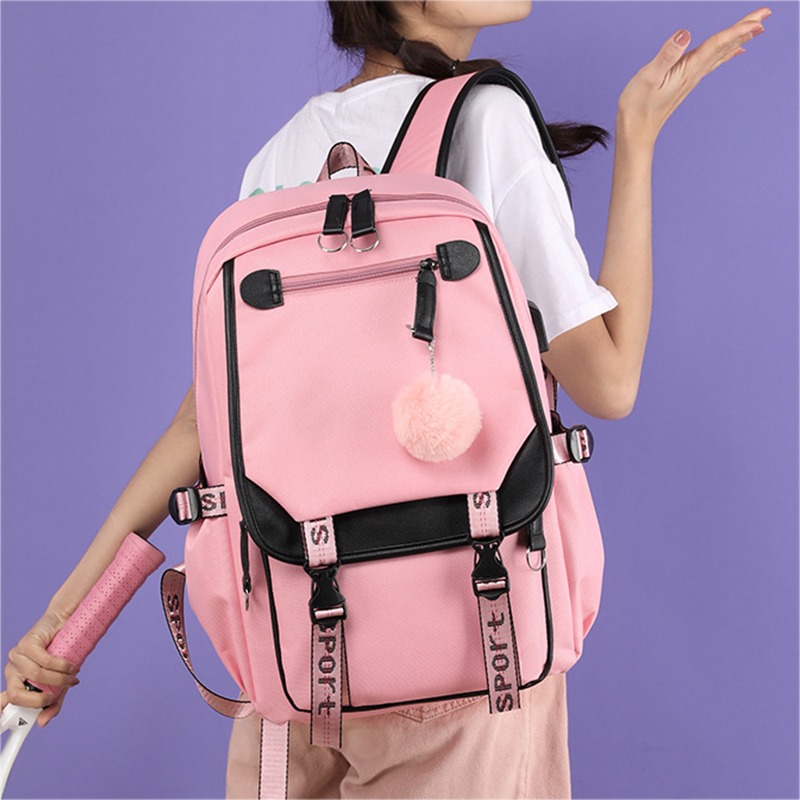 New Student Backpack Large School Bags For Girl Ins Korean Fashion Canvas Schoolbag Waterproof Student Book Bag Cute Travel Bag