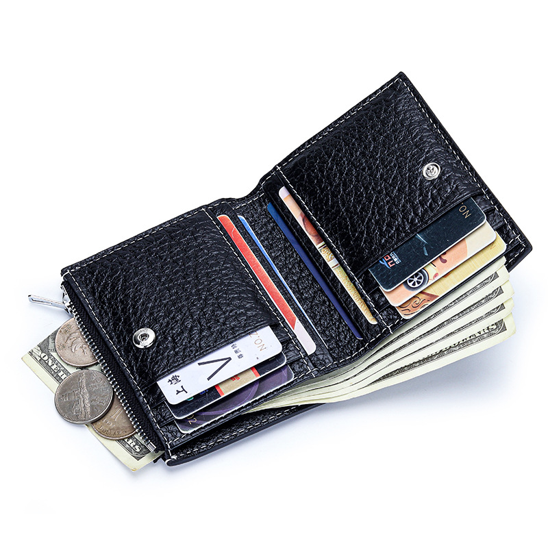 Compact Leather Wallet for Women with Multiple Card Slots Foldable Slim Design and Durable Top-Grain Leather Finish