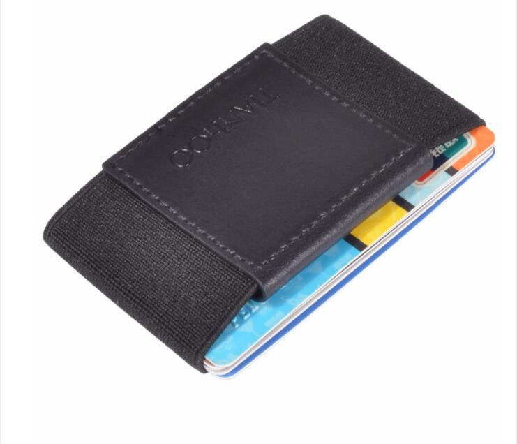 Men Credit ID Card Holder Slim Wallet Mini Pocket Genuine Leather Handmade Sewing Black