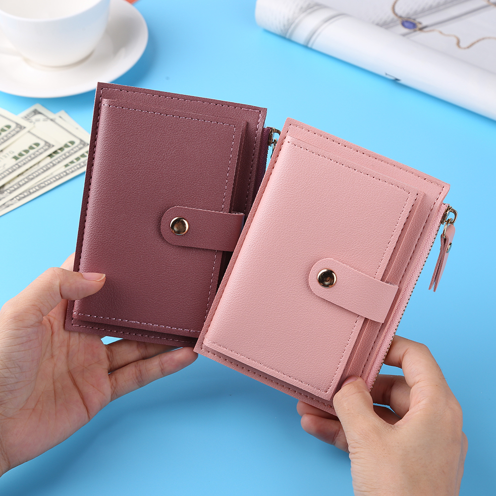 Women Fashion Solid Color Credit ID Multi-slot Card Holder Ladies Casual PU Leather Mini Coin Purse Wallet Case Pocket Y260206