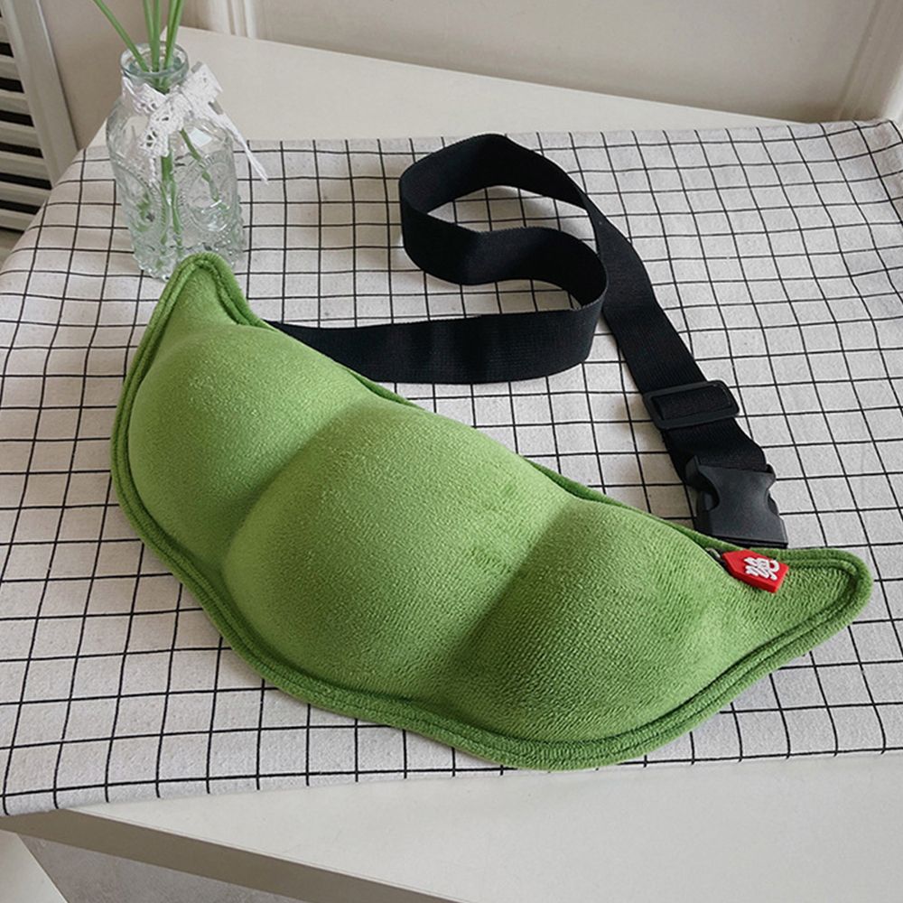Plush Shoulder Bag Creative Peas Shaped Bags Cute Cartoon Chest Zipper Crossbody Bags Women Outdoor Traveling Handbags