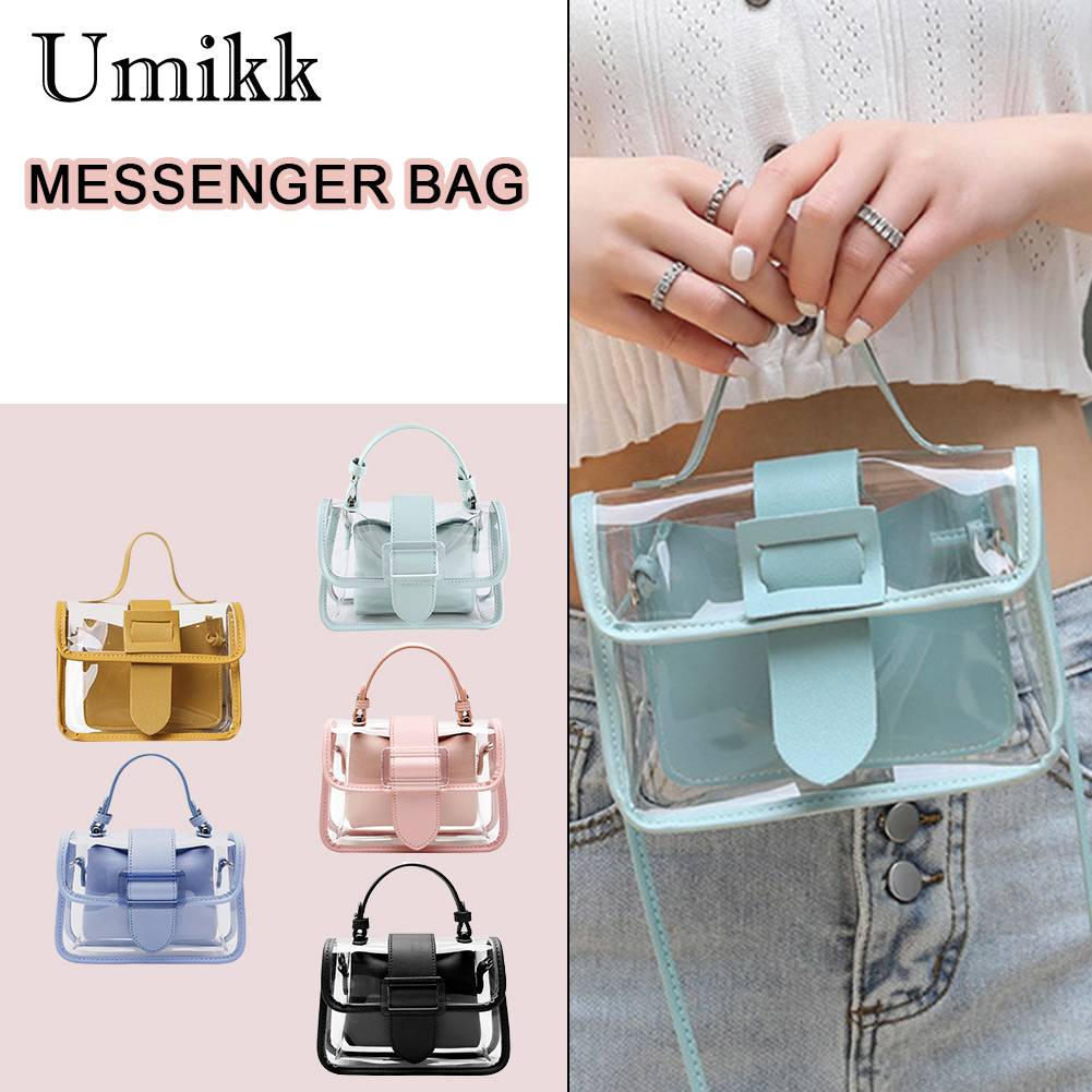 Women Jelly Small Shoulder Bag PVC Transparent Ladies Crossbody Messenger Fashion Personality Bags Big Buckle Flip Cover Handbag