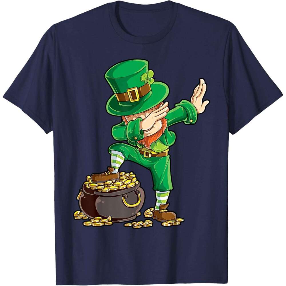 T shirt Mens St Patricks Day Dabbing Leprechaun Boys Girls Men Dab Dance T-Shirt shirts tshirt graphic tee Casual tops summer clothes Short sleeve Fre
