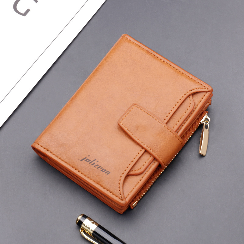 Zipper Wallet Men's Short Multi-card Buckle Wallet Multifunctional Leather Grey Purse Wholesale Money Bag Luxury Wallet