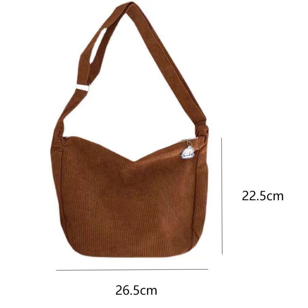 Solid Color Corduroy Crossbody Bag Fashion Korean Casual Shoulder Bag Large Capacity Lazy Style Handbag Women