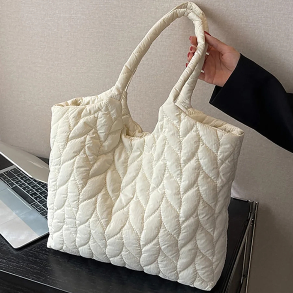 Quilted Underarm Bag Embroidery Thread Casual Hand Bags Large Capacity Fashion Nylon Elegant Cotton-Padded Puffy Handbag