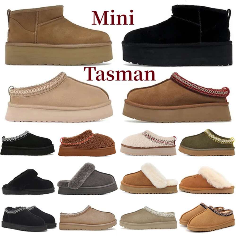Designer Tasman Slippers Winter Boots Chesut Fur Slides Sheepskin Shearg Mules Women Men Ultra Mini Platform Boot Slip-on Shoes Suede Comfort Fall Booties