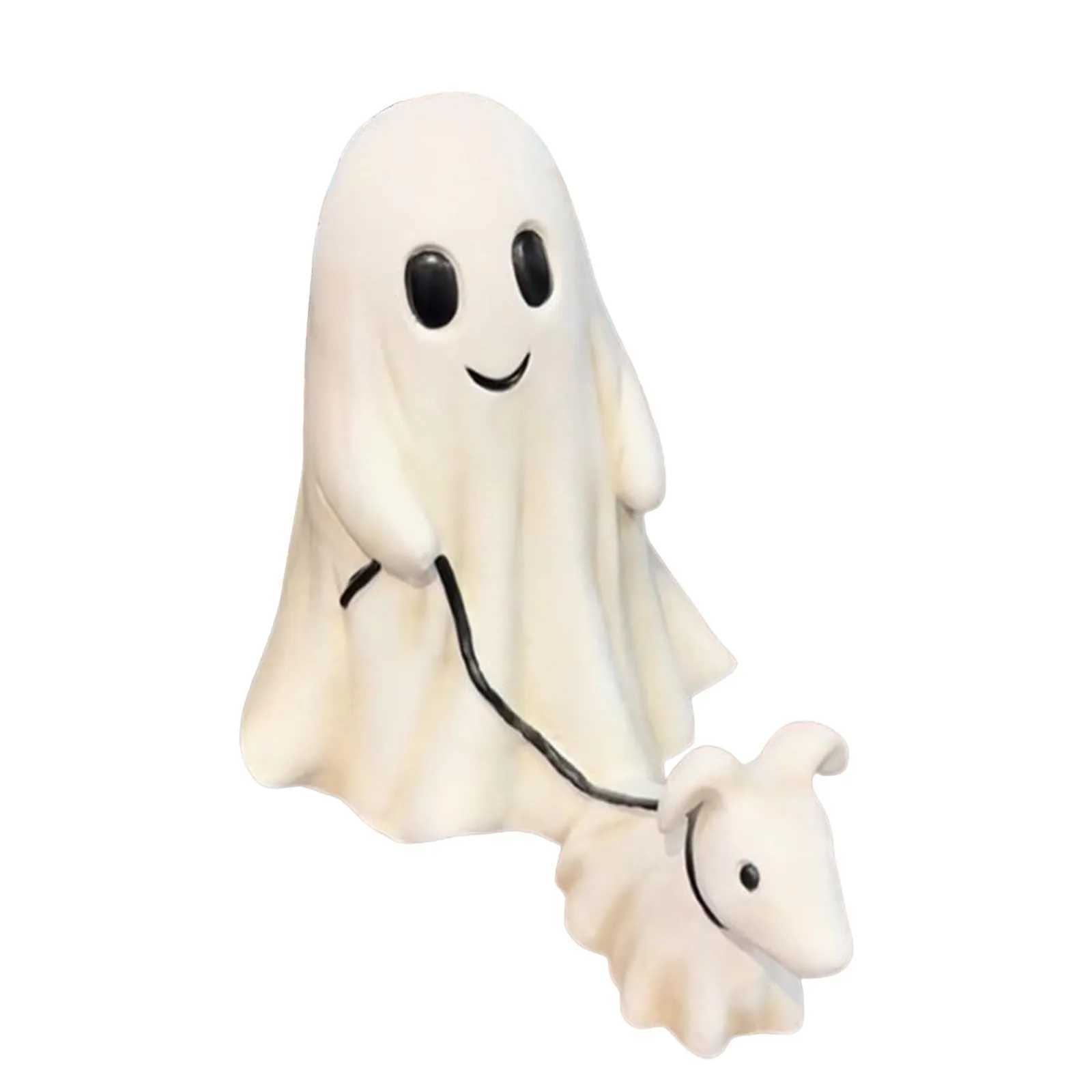 Halloween Ghost Walking Dog Statue Halloween Statues Spooky Figurine Home Tabletop Decorations Ornament Off White Extra Large Y240801