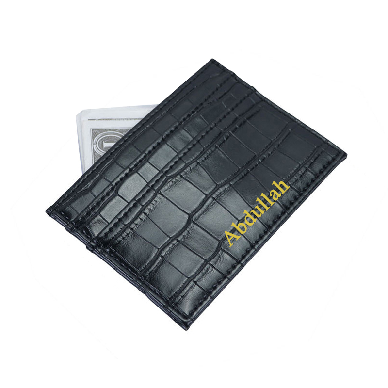 Custom Letters Classic Men Crocodile PU Card Holder Women PU Leather Credit Card Case ID Card Holder Wallet Purse