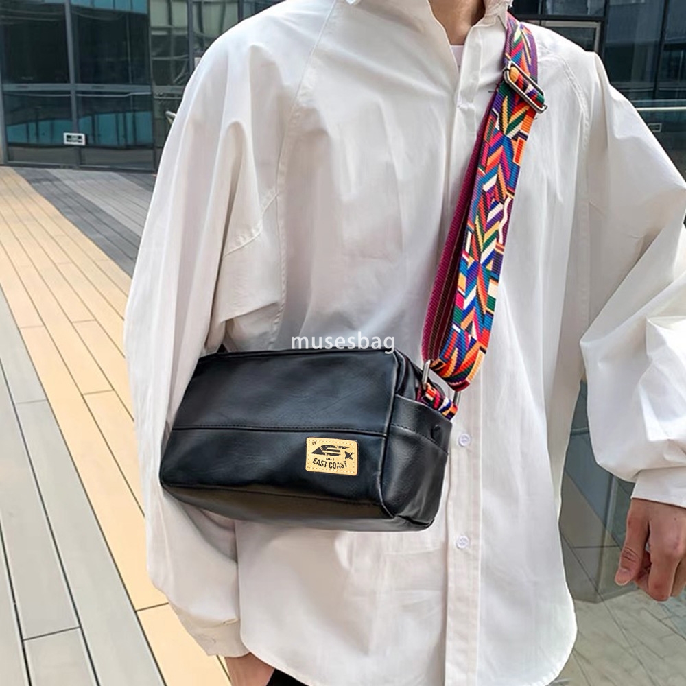 Trendy men's ribbon shoulder bag casual Japanese and Korean men's bag crossbody bag sports men's and women's mobile phone small sq