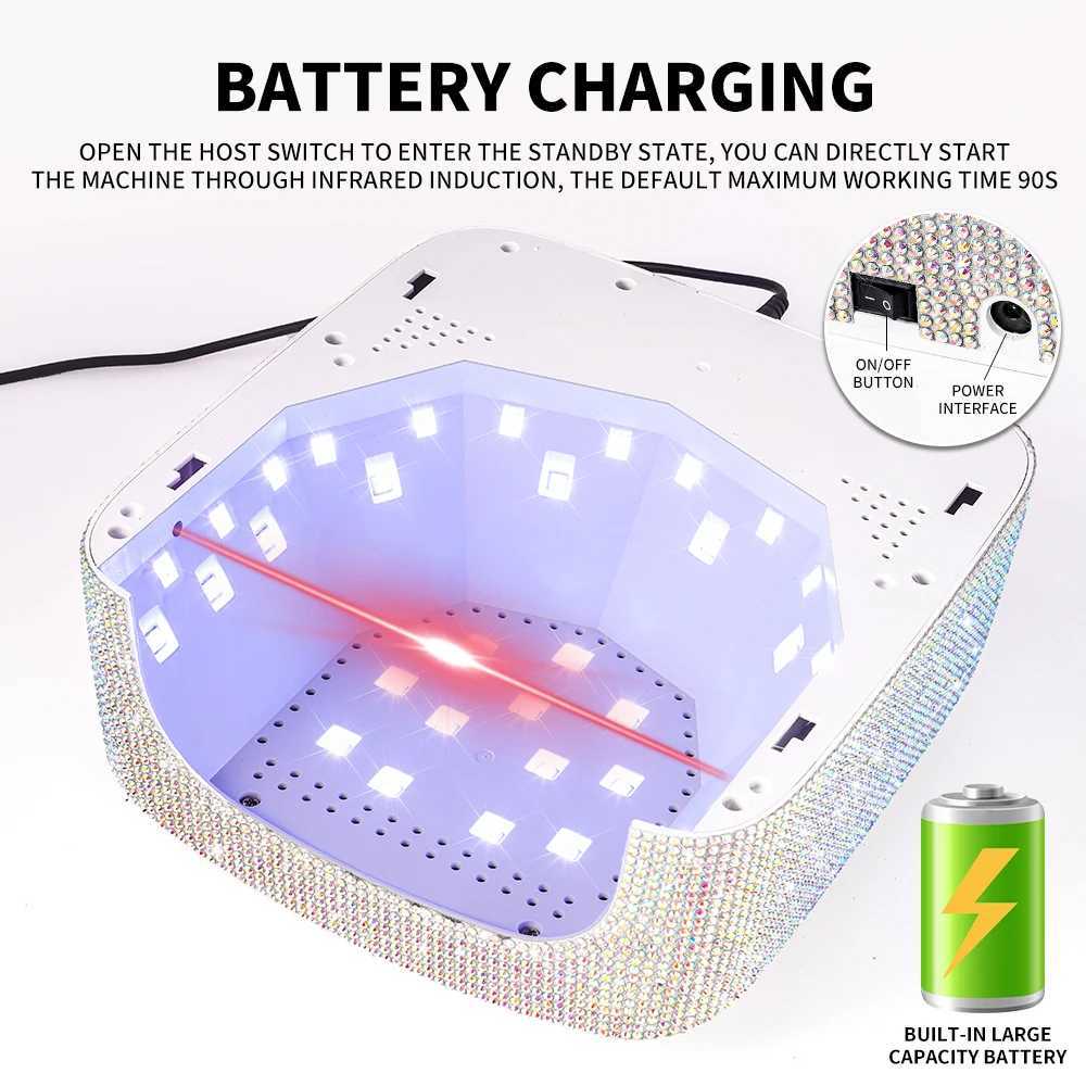 Professional Rechargeable UV LED Nail Lamp Cordless With Diamonds Design UV Dryer Machine for Nails Gel Polish Lamp for ManicureCL2400806