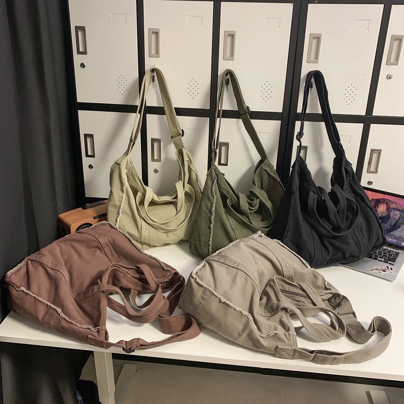 Large Capacity Canvas Shoulder Bag For Women Men College Student Leisure Crossbody Bag Schoolbag Female Travel Tote Shopping Bag