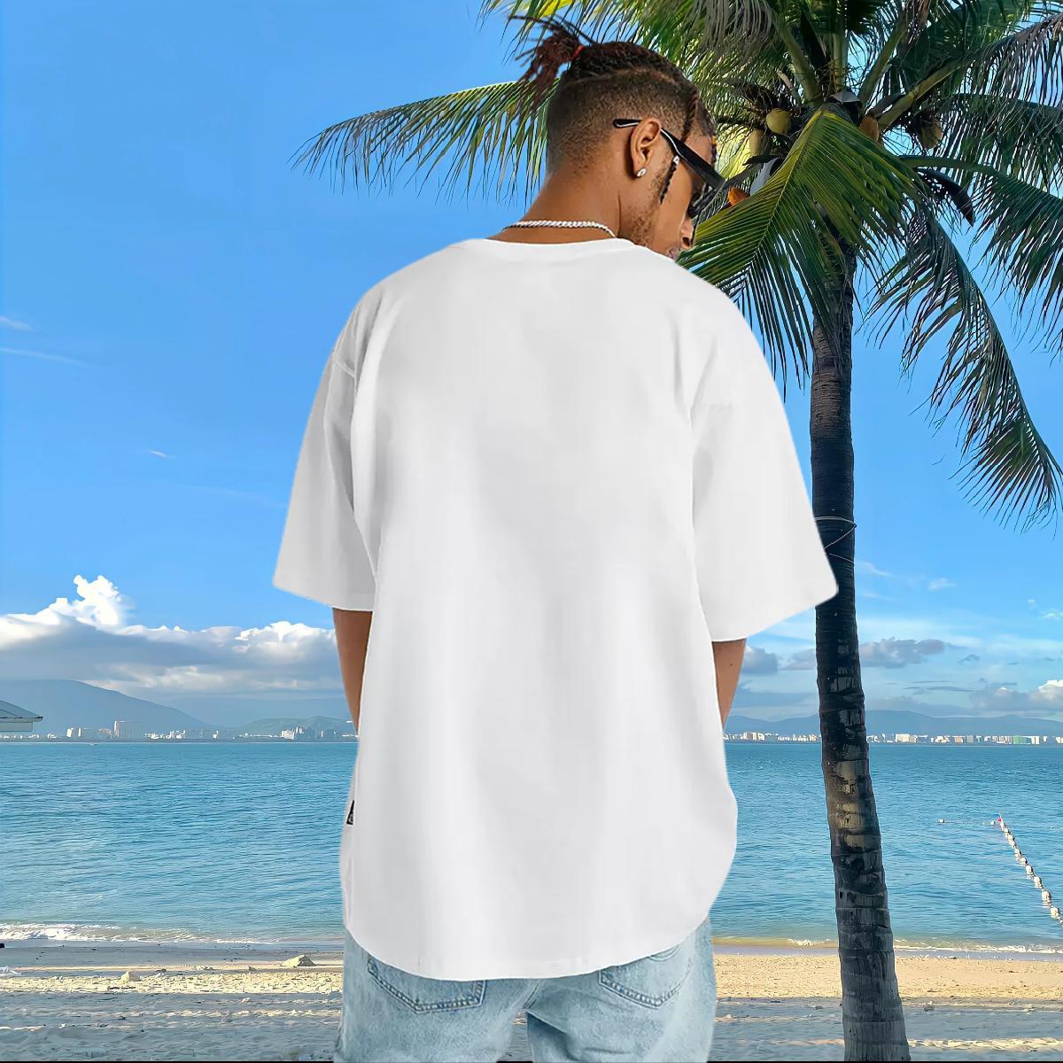 Classic Casual T-Shirts for Men 230g Cotton Christmas Casual Beach Tees Shirts Short Sleeve O-Neck Free Shipping Men Clothes T-Shirt Oversized 4XL