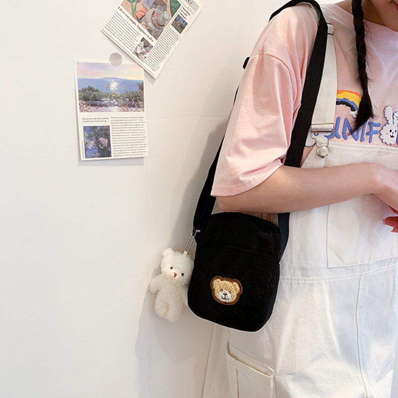 Velvet Bear Children's Student One-shoulder Mobile Phone Mini Messenger Small Bag Cute Fashion Shoulder Bag Coin Card Key Purse