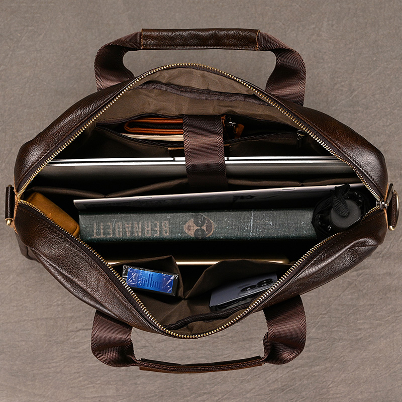 Men Briefcase Bag Luxury Designer Men's Leather Briefcase Vintage Style Commute Business Bags Men 15.6" Laptop Bag Messenger Bag
