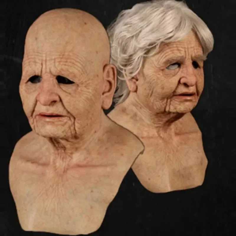 2024 Man Mask Halloween Party Wrinkle Full For Head Mask Face Mask Party Supplies Thriller Cosplay Props Halloween Decoration Y240801