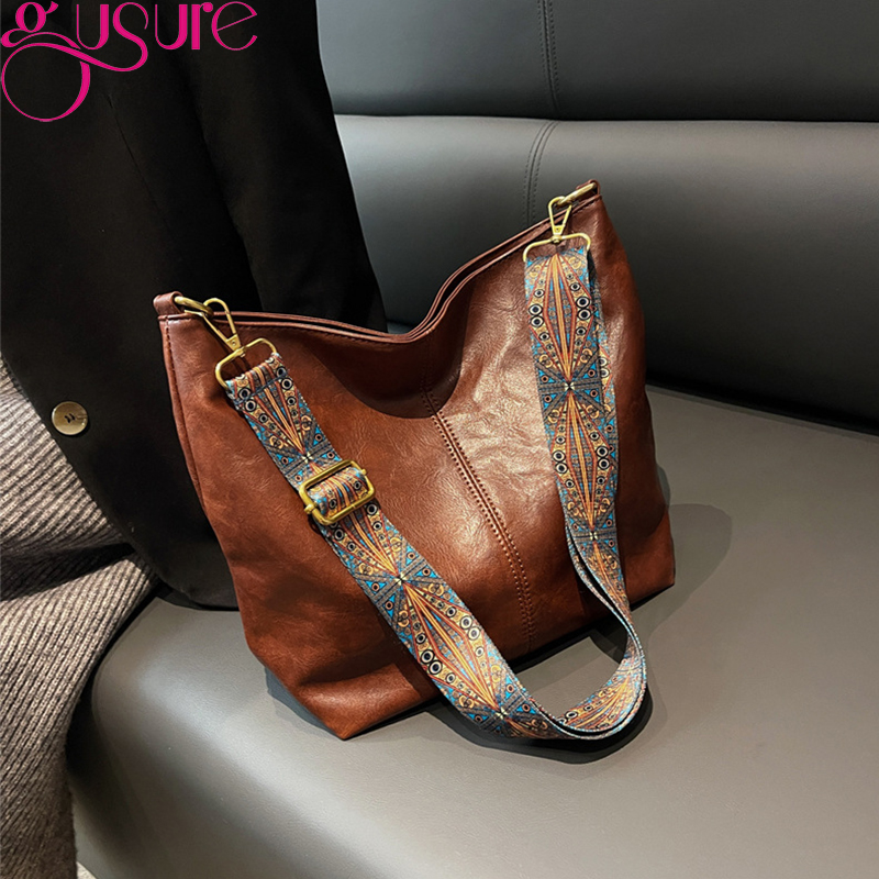Gusure Fashion Underarm Shoulder Bags For Women Luxury Designer Shopper Tote Travel Crossbody Bag PU Leather Handbags Purse