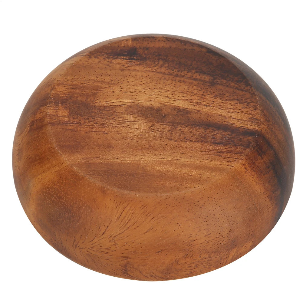 Wooden salad bowl circular dessert display supply tray fruit snack home coffee shop service 240801