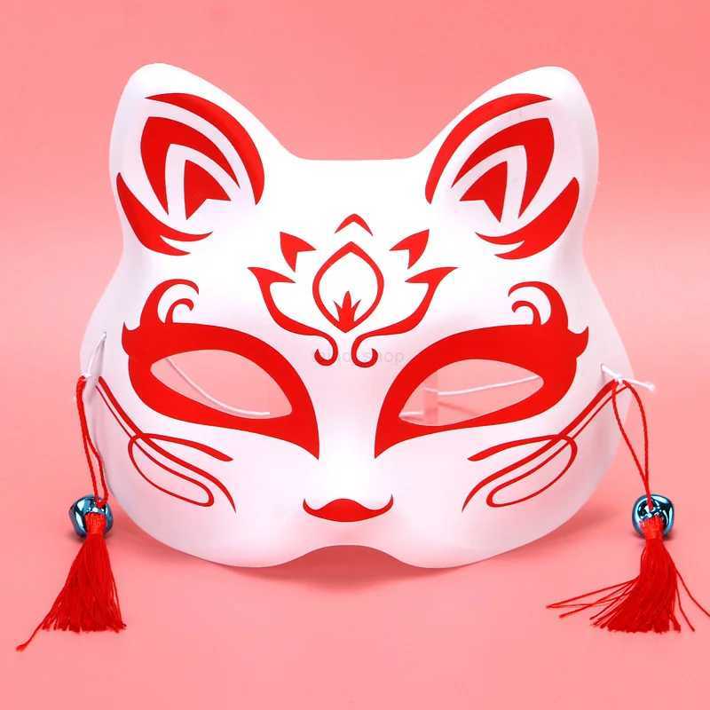 Anime Foxes Mask Japanese Cosplay Rave Hand-Painted Cartoon Demon Slayer Half Face Cat Masks Masquerade Festival Party PropsXJ2423