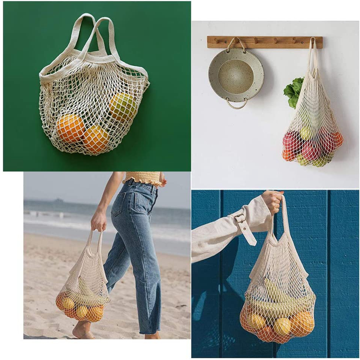 20 Colors Shopping Bags Canvas Portable Mesh Net Reusable Foldable Fruit Vegetable Storage Bag Handbag Long Bolsas De Compra