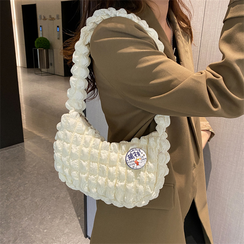 Girl's pleated cloud soft cloud bubble women's bag underarm bag leisure shopping shoulder bag women's cute wallet