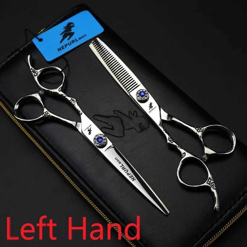 New Arrival Nepurlson 6-inch Salon Left Hand Hair Clipper 440c Japanese Steel Professional Hair Salon Hair Clipper Thin Clipper Z241213