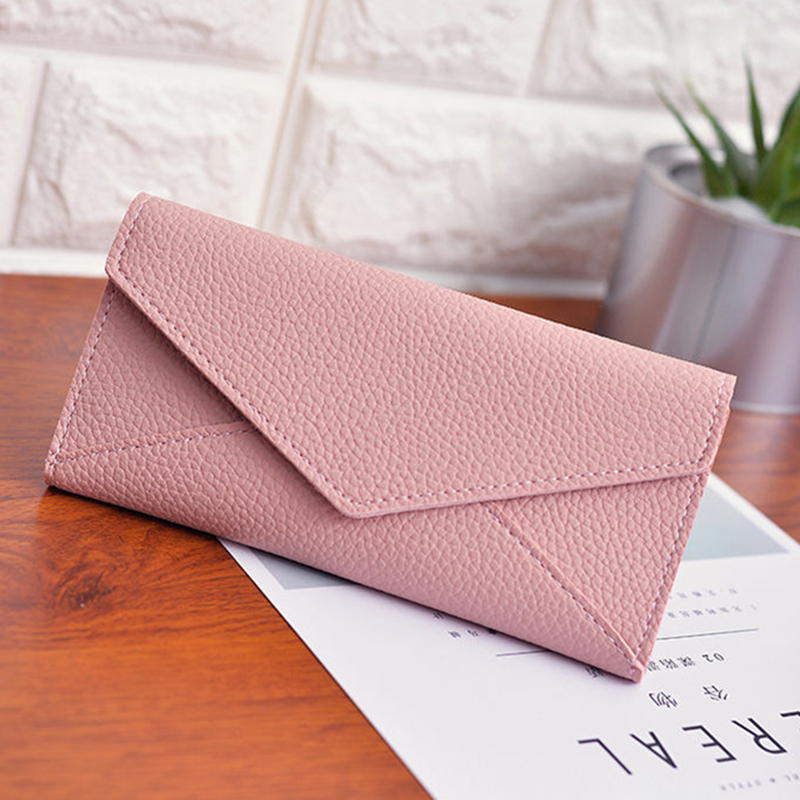 New PU Leather Women Long Wallets Exquisite Multi-Card Holder Purse Black Female Money Bag Fashion Ladies Envelope Coin Purse