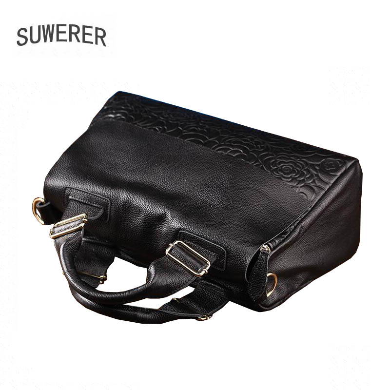 SUWERER 2025 New Women Genuine Leather bag Fashion soft leather Luxury handbag women famous brand tote bag cowhide Embossing bag