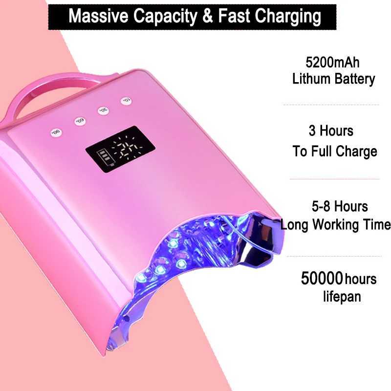 Cordless Rechargeable UV Nail Lamp Shinny Pink lamparas UV inalambricas para unas de gel UV Light for Gel Nails with Metal Base Y240801