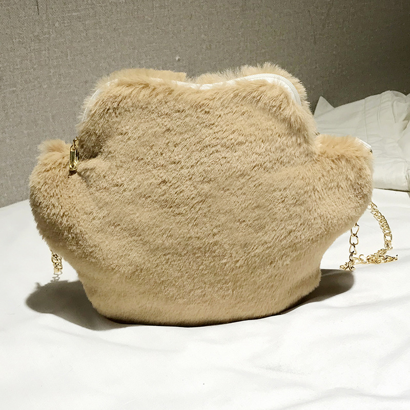 Creative cute cartoon bear paw cat claw fur bag chain all shoulder crossbody bag fashion gift