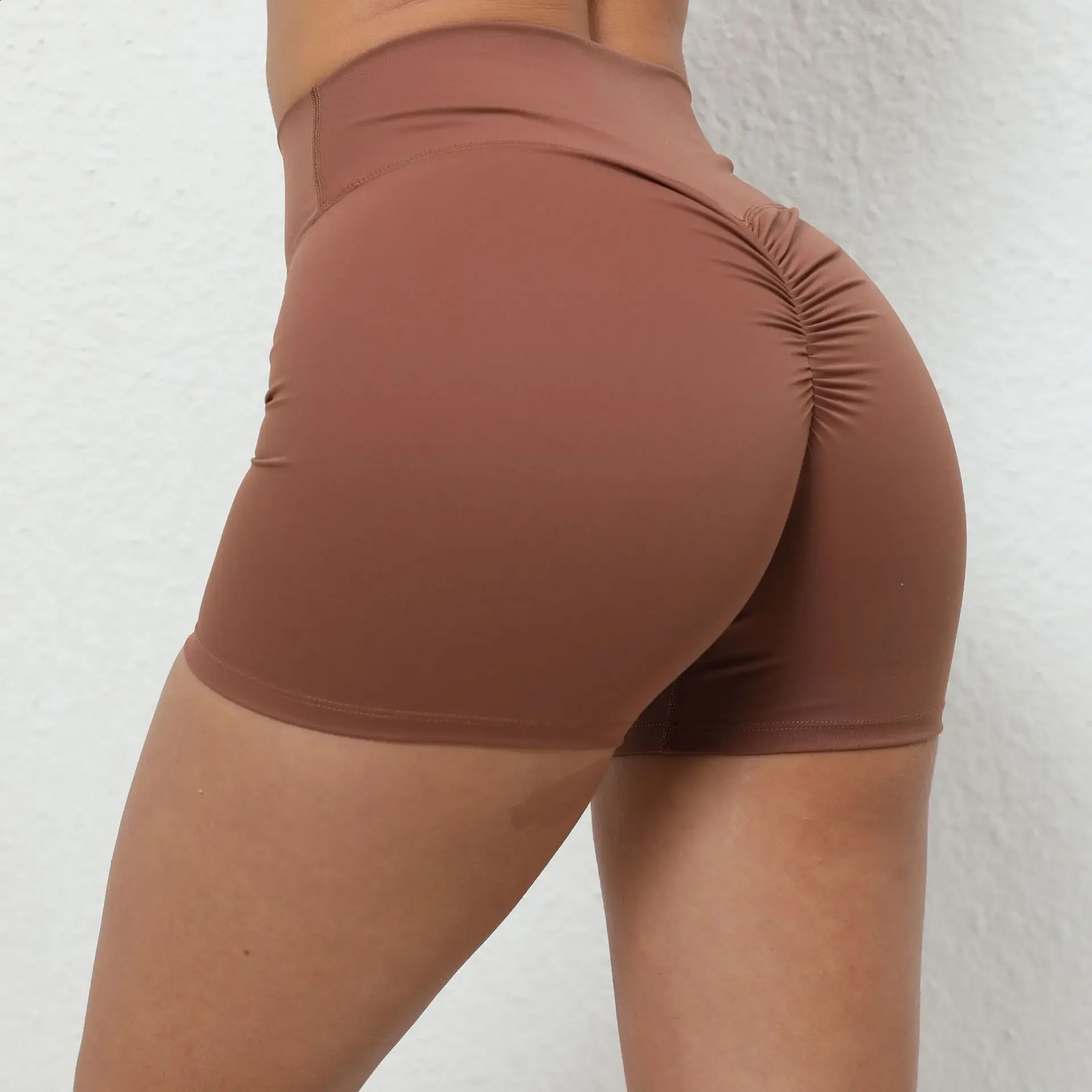 Gym Shorts Women Push Up Sport Scrunch Shorts for Women Yoga Clothing Sportswear Licras Short Gym Mujer Brown Gray Orange 240731
